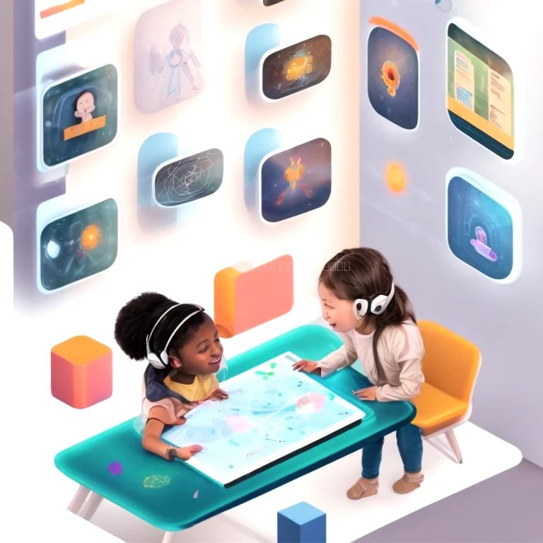 Enfants découvrant l’IA à travers des jeux interactifs sur tablette