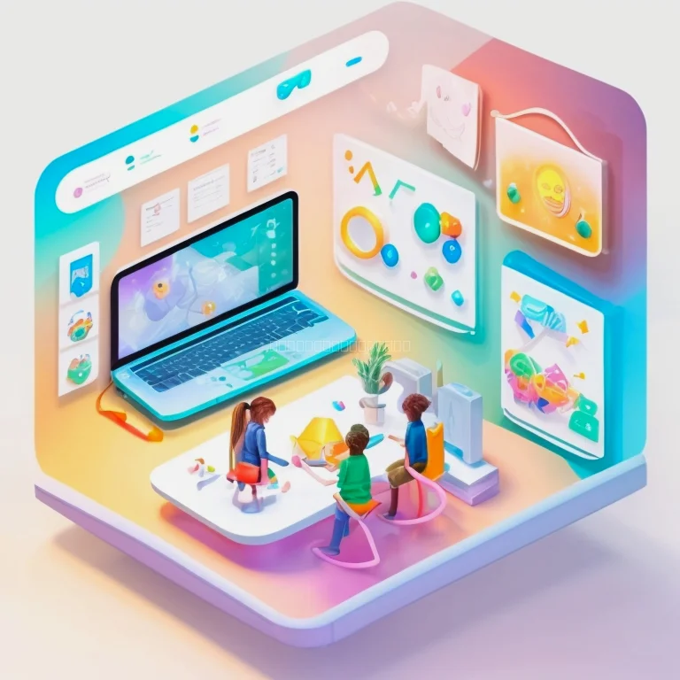 Enfants jouant avec un cube IA